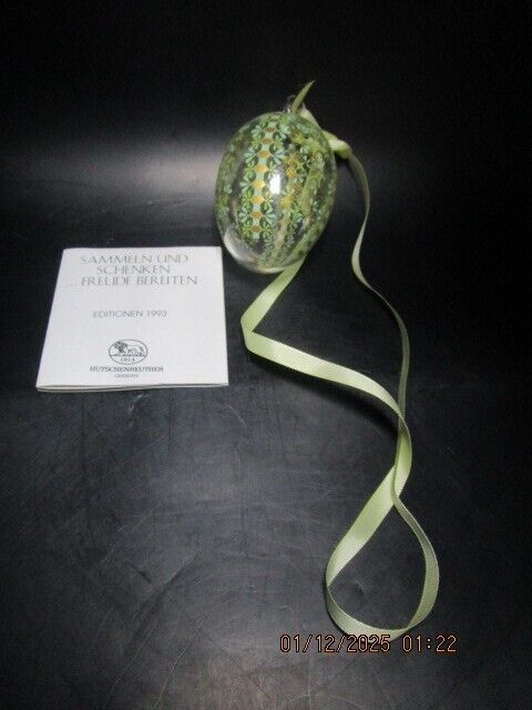 HUTSCHENREUTHER CRYSTAL CHRISTMAS ORNAMENT 1993 EGG 3" ^^