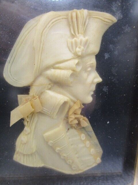 Antique  Leslie Ray London Wax Relief Portrait of a British Naval Officer