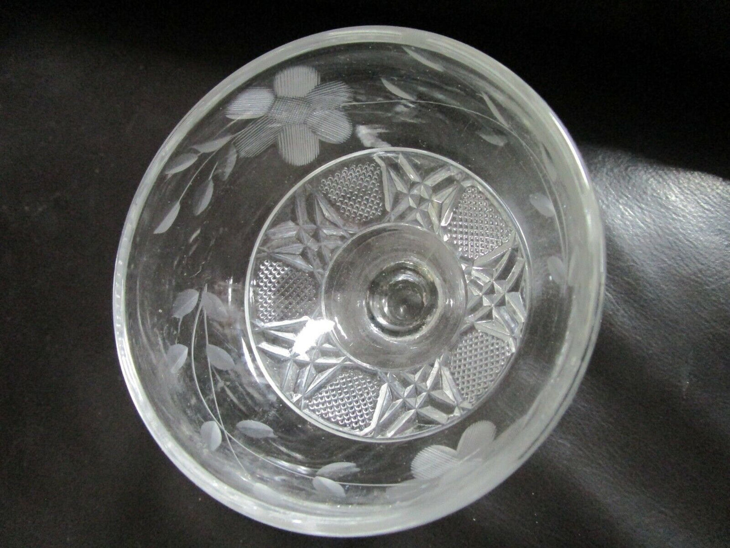 Vintage Wheat Floral Etched Glass Dessert 5 Goblet Anchon Hocking