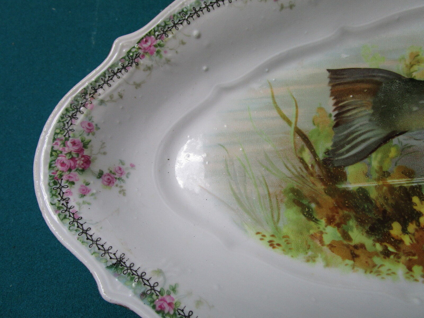 Antique Carl Tielsch CT Germany 1870-1910 Fish Porcelain oval tray ORIGINAL