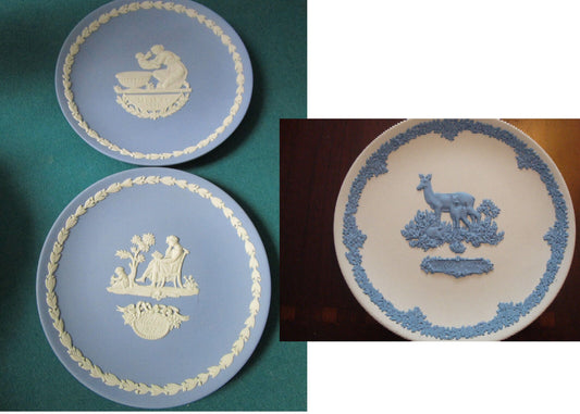 WEDGWOOD BLUE ENGLAND JASPERWARE MOTHERS DAY PLATES 1977/1978/79