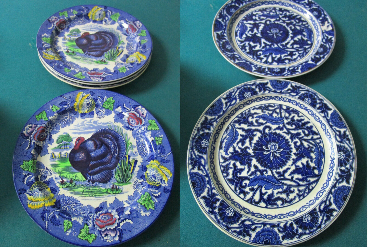 ANTIQUE 1800s BLUE WARE MINTON - ENOCH WOOD BURSLEM - 2 DINNER PLATES  PICK ONE