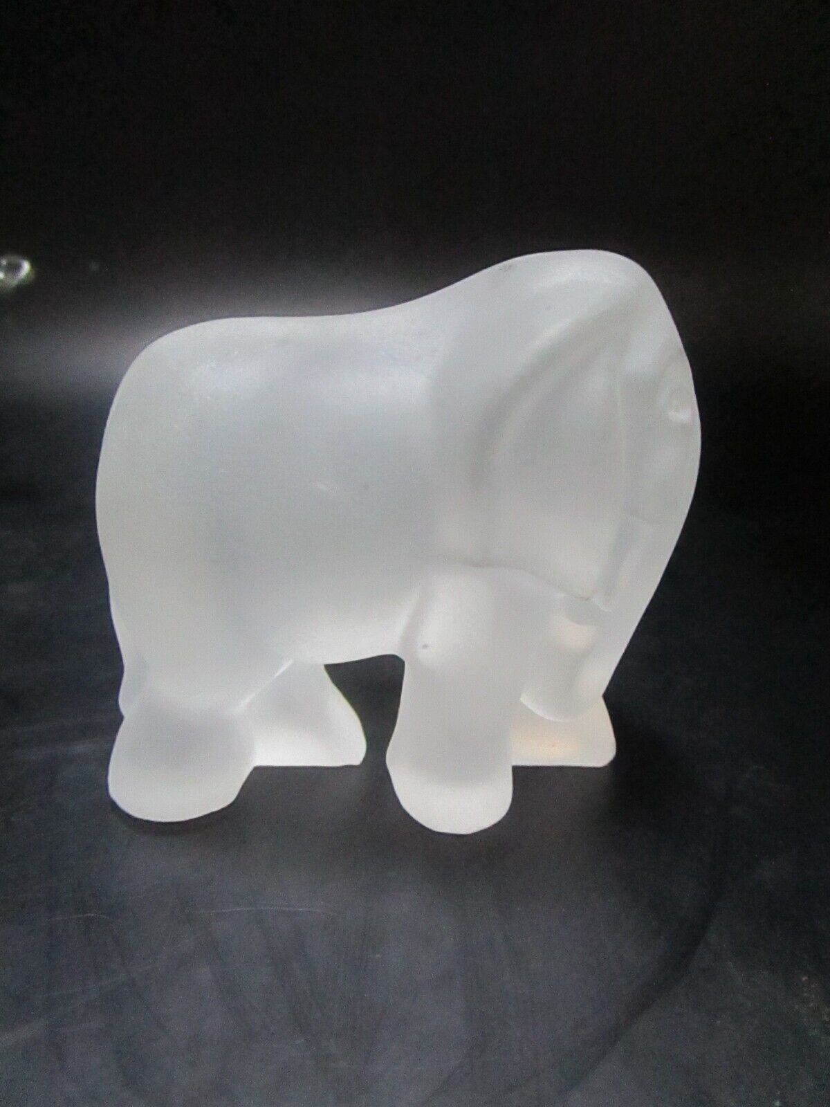 Elephant frosted glass paperweight figurine 2 1/4 x 2 1/2"