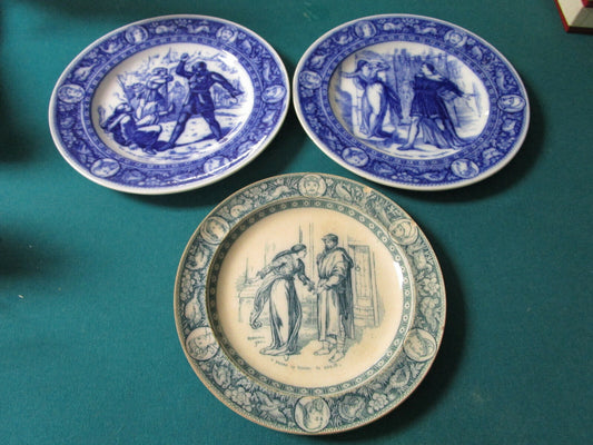 Antique 1885 Wedgwood Ivanhoe Blue Plates [bp35]