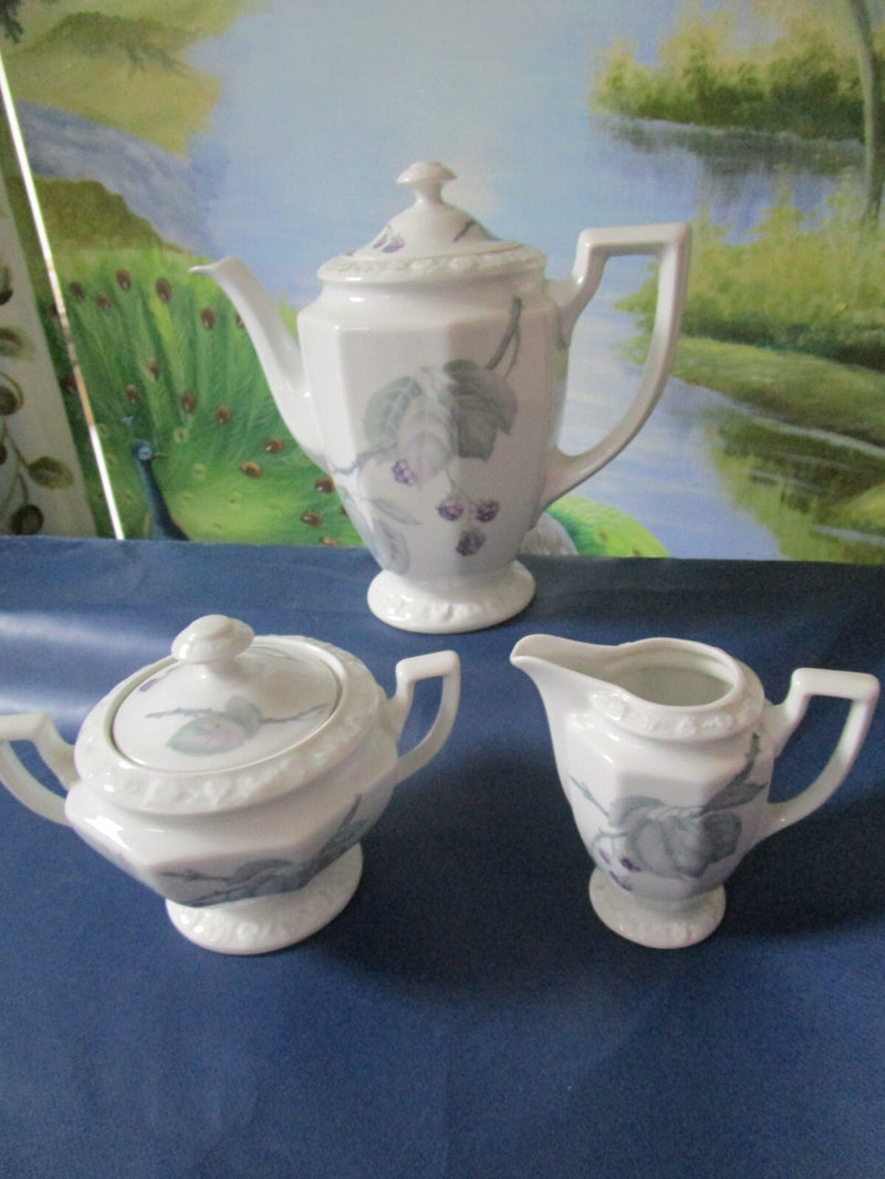 Rosenthal Germany Maria Berries Pattern 3 Pcs Coffee Set Pot Creamer Sugar ^^
