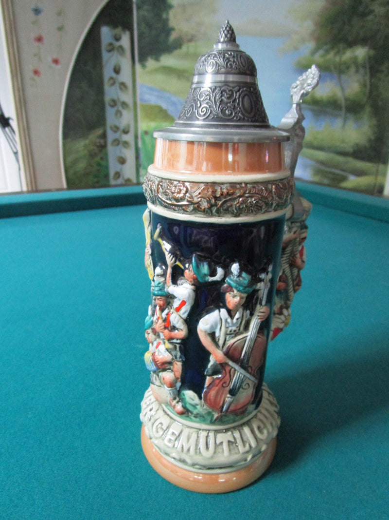 Vintage Original King Beer Stein New Stamped 10" Prosit Person In Handle