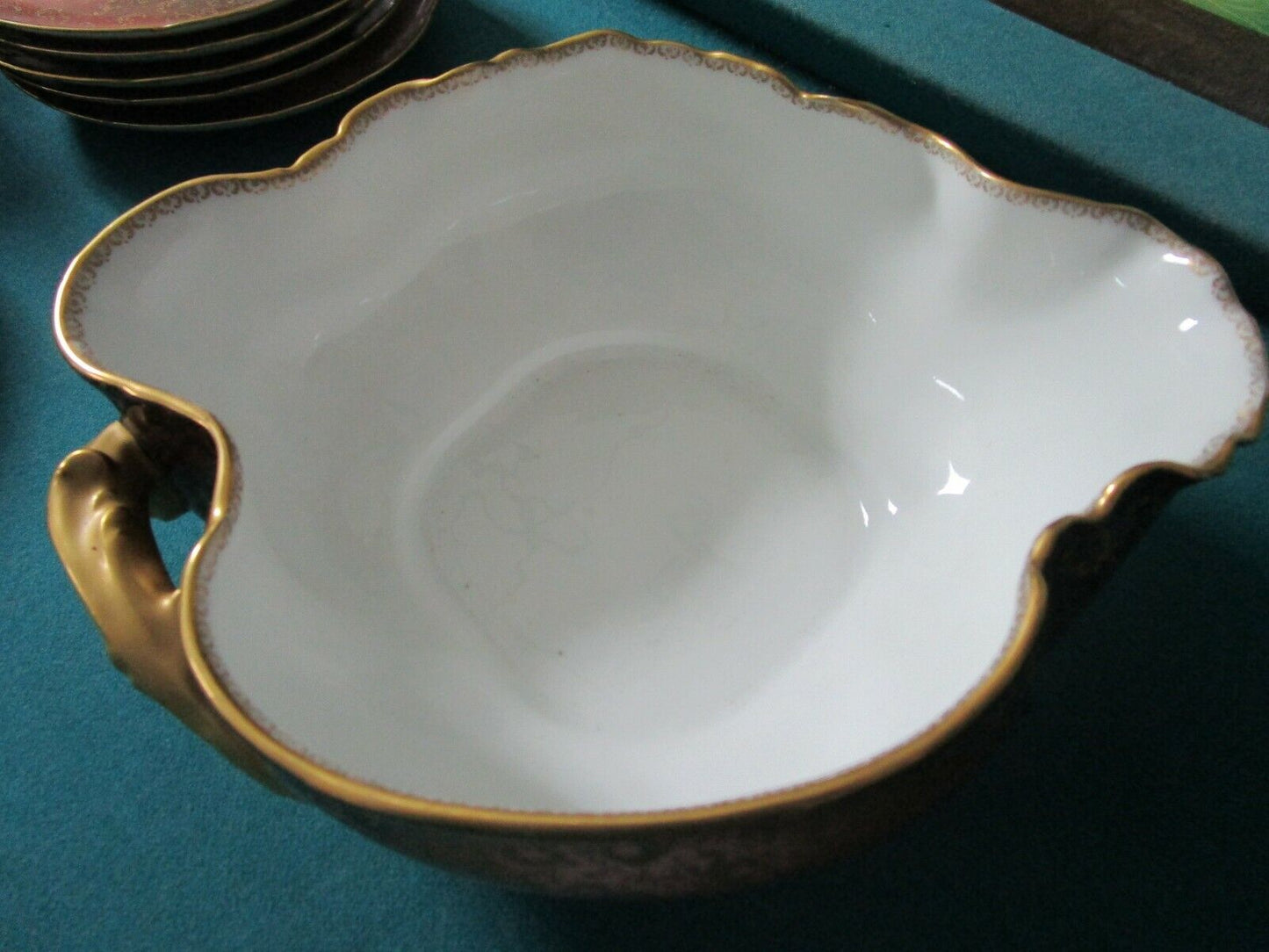 1880s LIMOGES BOWL BROWN AND GOLD AND PLATES PICK 1