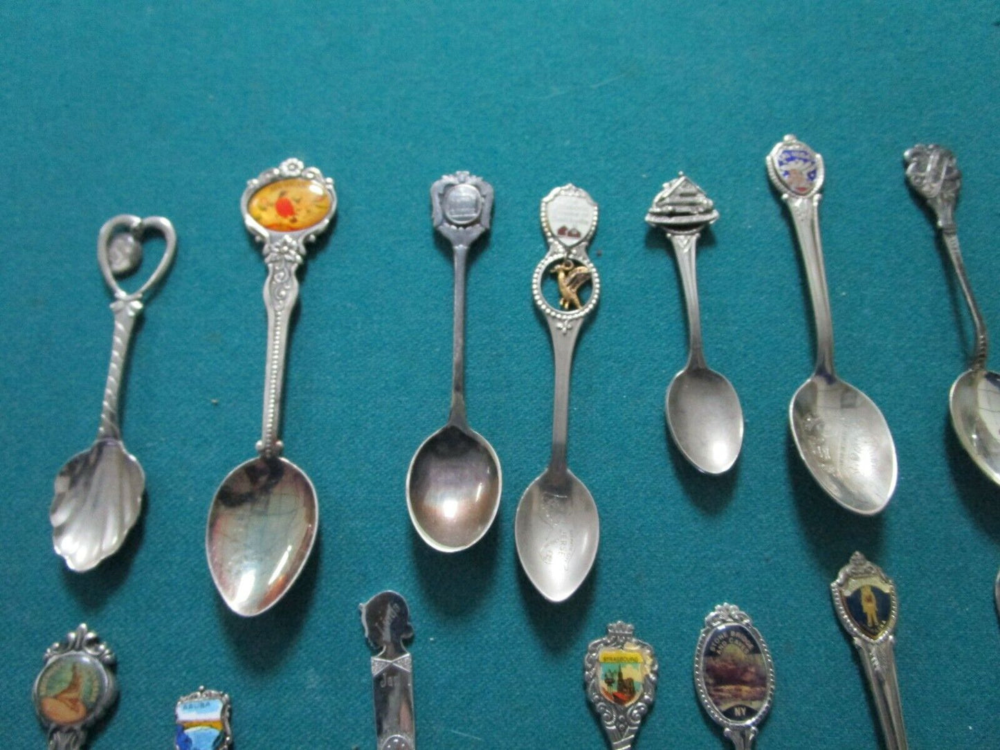 46 SOUVENIR SILVERPLATE  SPOONS USA AND INTERNATIONAL