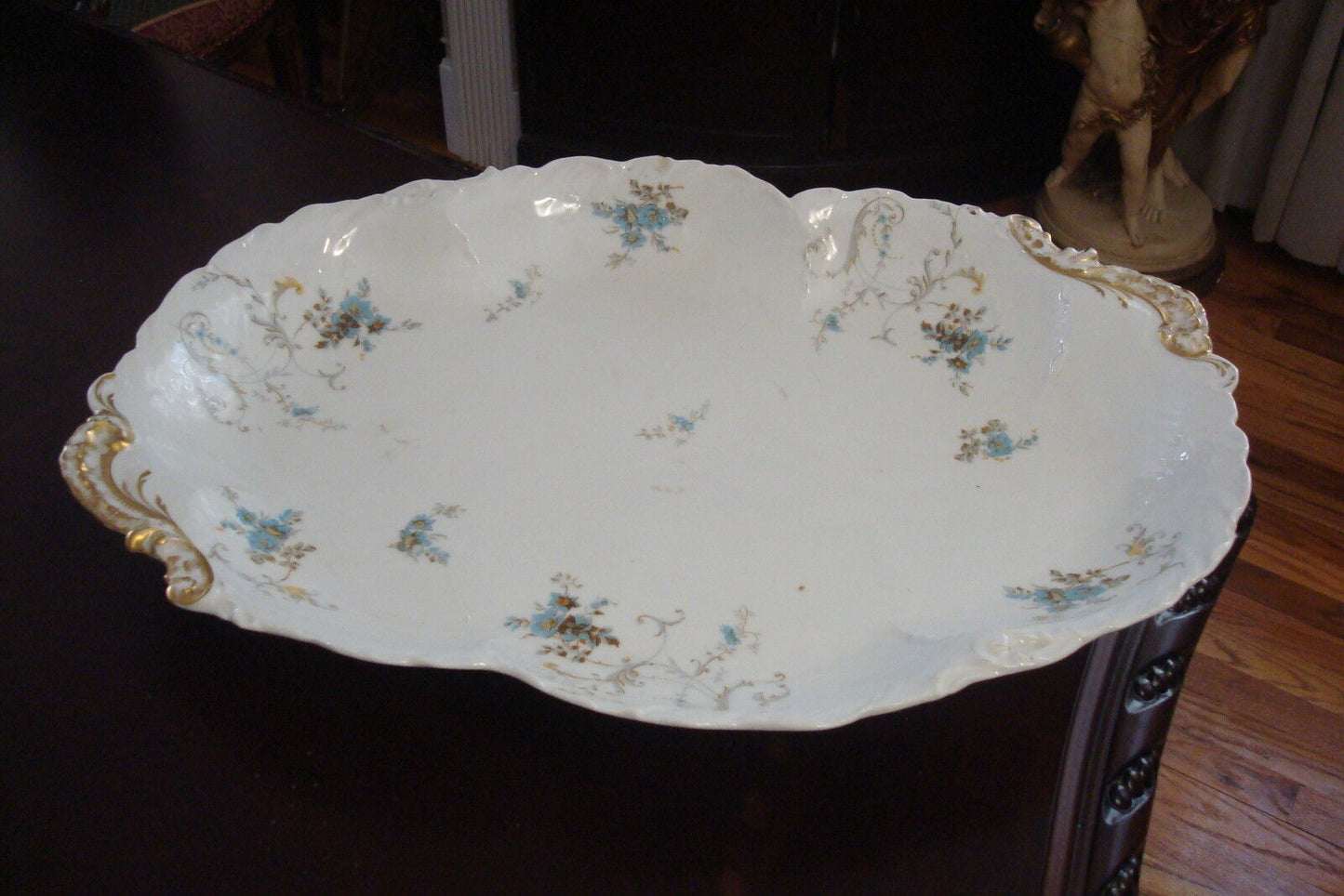 Antique Art Nouveau Limoges monumental 30"Gold Leaf Platter 1891-1910 W. Guerin