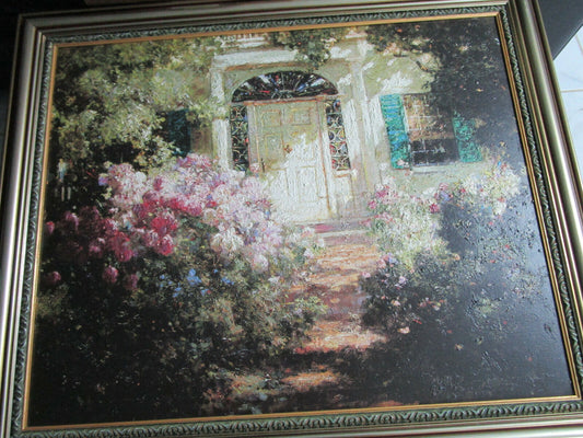 ABBOTT FULLER GRAVES DOORWAY AND GARDENS ARTIST HAND ENHANCED OIL PAINTING