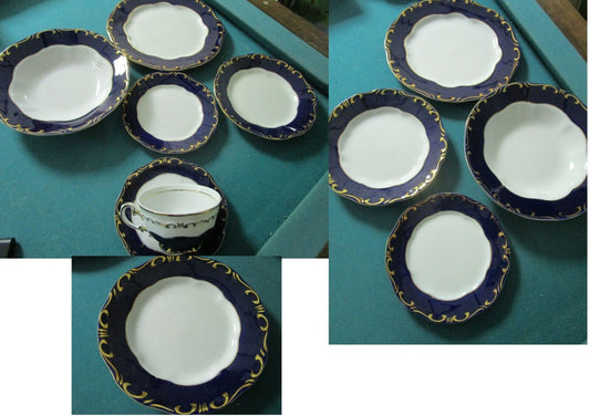 Zsolnay hungary pompadour china set plates cups saucers blue gold pick 1