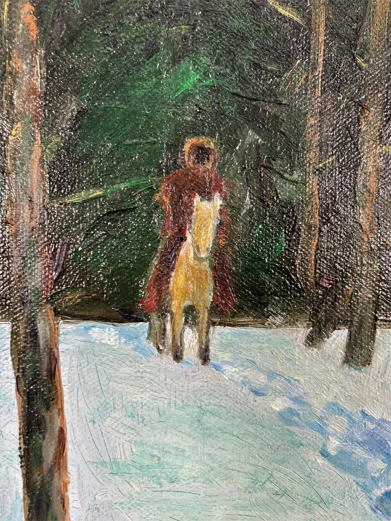 PAUL NEWCOMB AMERICAN INDIAN OIL PAINTED WARRIORS ON HORSE