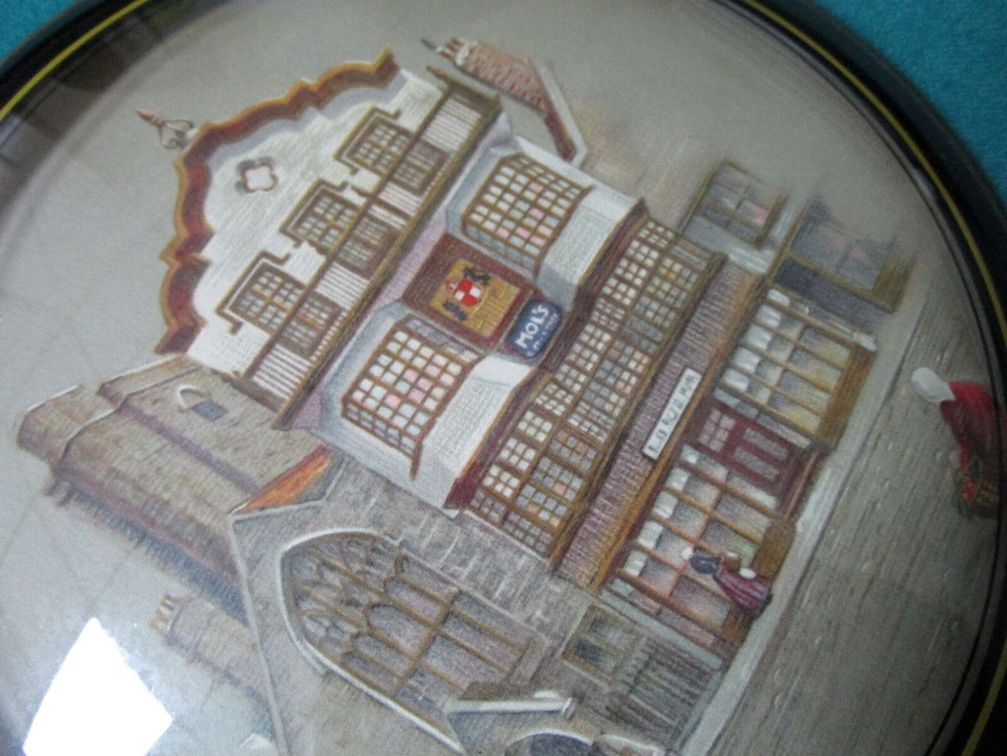 Vintage Peter Watson pair of Curved glass prints of America 1800s street[art]