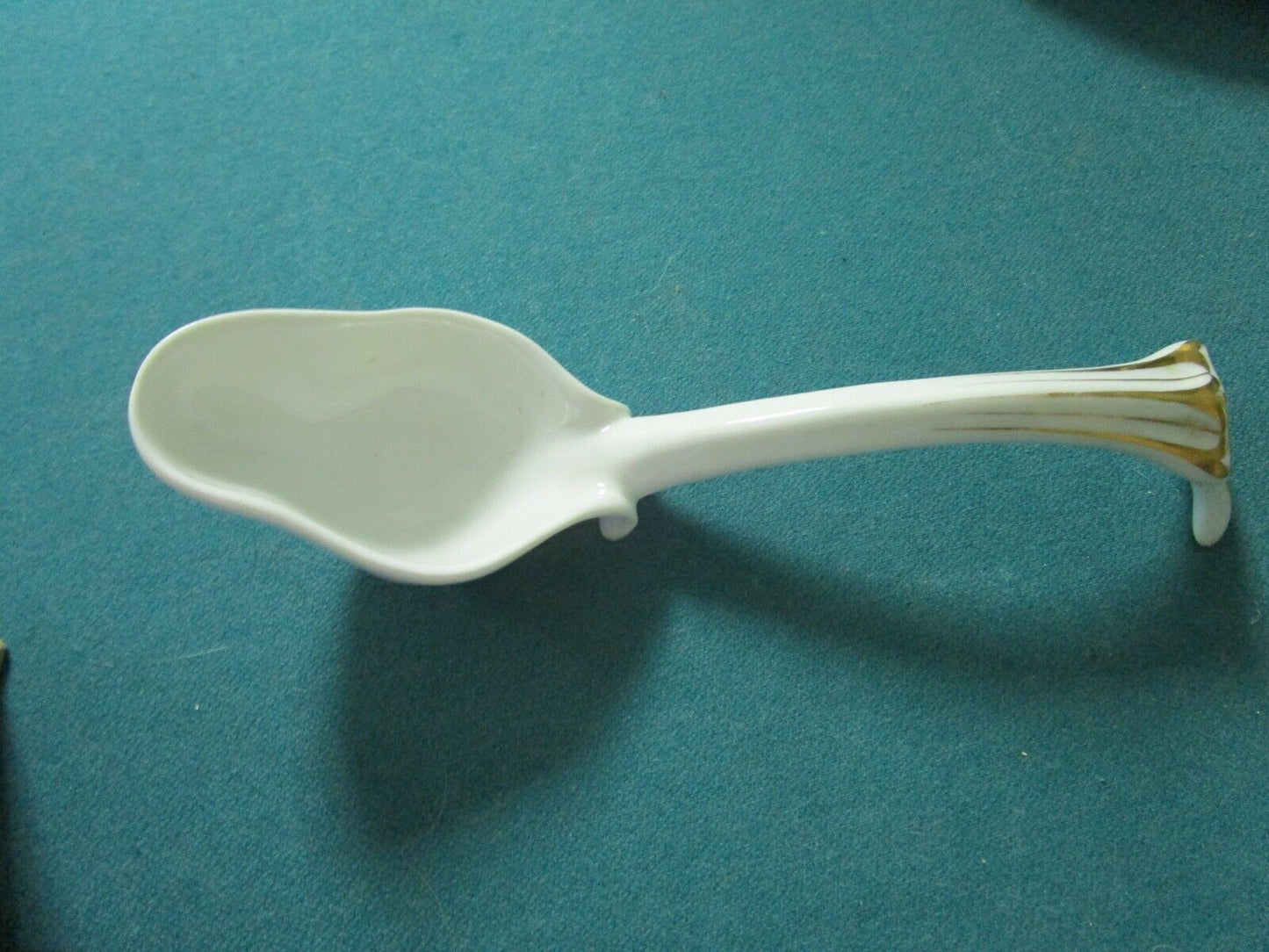 White touches of gold ceramic 8" LADLE SERVER