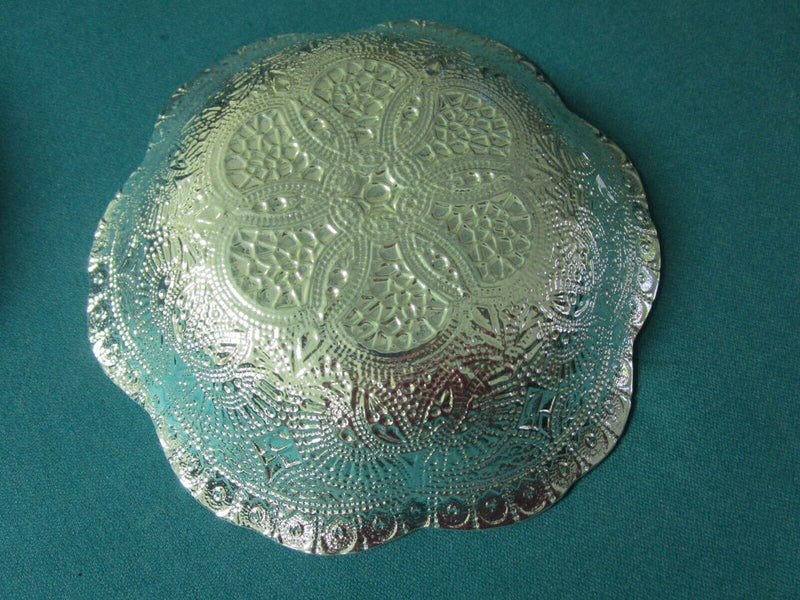 TURKISH ART GLASS BOWL 2 X 8 3/4" REVERSE PAINTING 100 PURE SILVER PICK 1