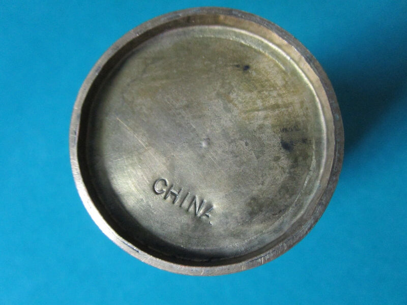 CHINESE ANTIQUE CLOISONNE VASE BLUE/WHITE AND GREEN SCALES 5"