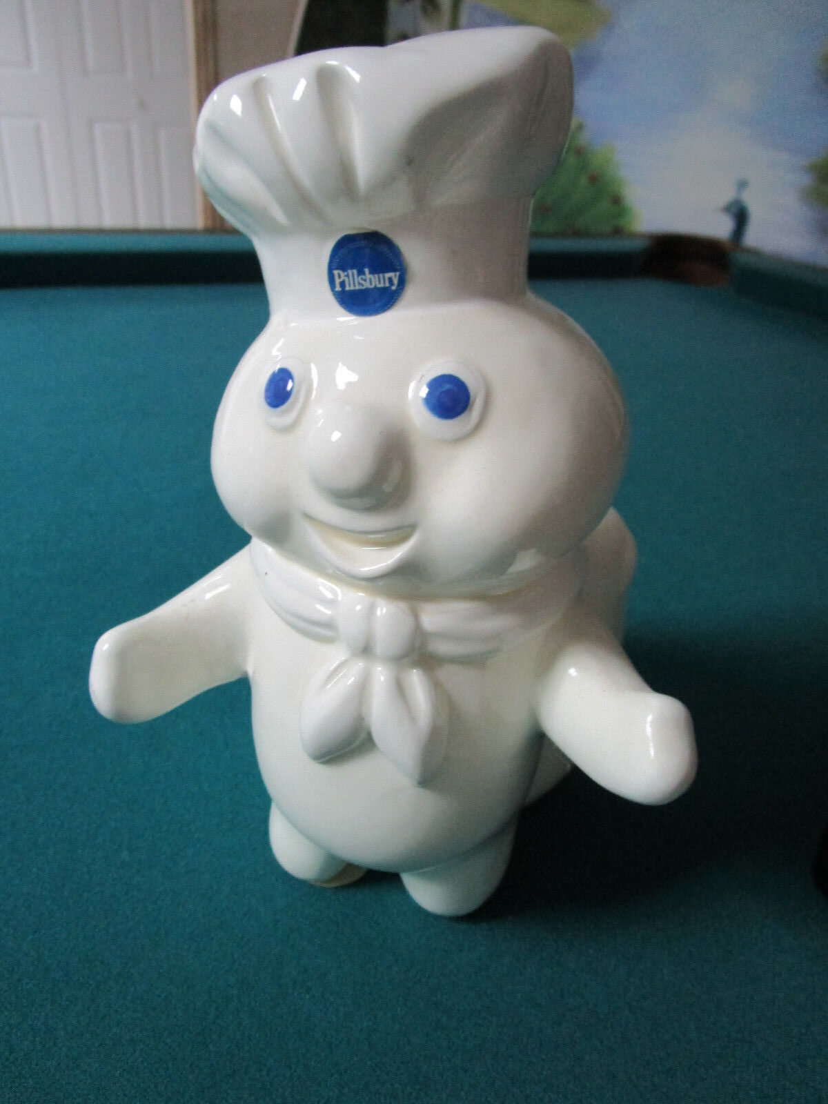 VINTAGE ORIGINAL Pillsbury Doughboy 2 Figurines NAPKIN HOLDER & FLOUR BOWL [83b]