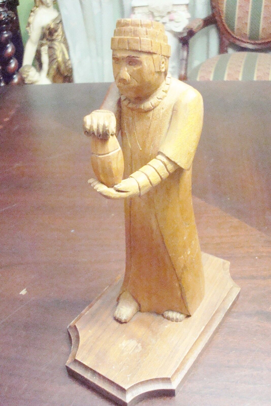 Wooden Priest Sculpture hancrafted by Steve Luczkow, 9" tall[8]