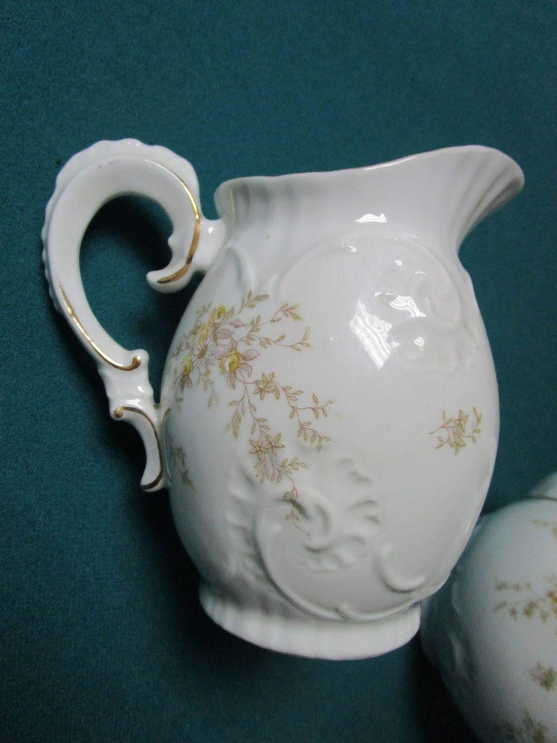 CARLSBAD AUSTRIA ANTIQUE TEAPOT TRAY AND CREAMER 3 PCS 1800s original