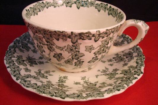 Adaptation of Crown Ducal, England, cup and saucer, green ivy [A5#13]