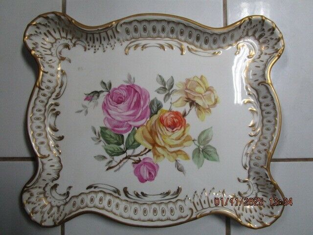 ANTIQUE TRAY ROSES 14 X 17 in ^^