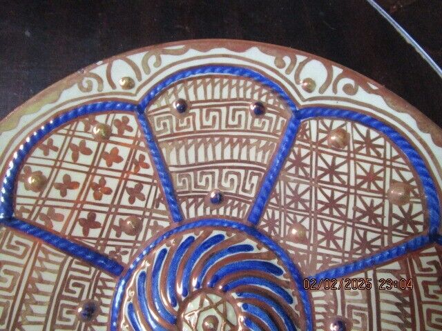 JEWISH POTTERY BOWL WALL PLATE HANDPAINTED 9" ^^