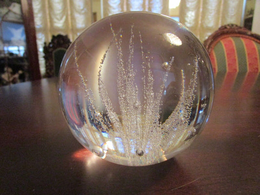 Vicke-Lindstrand-glass-WHITE FLAMES -sculpture- paperweight 4 X 4"