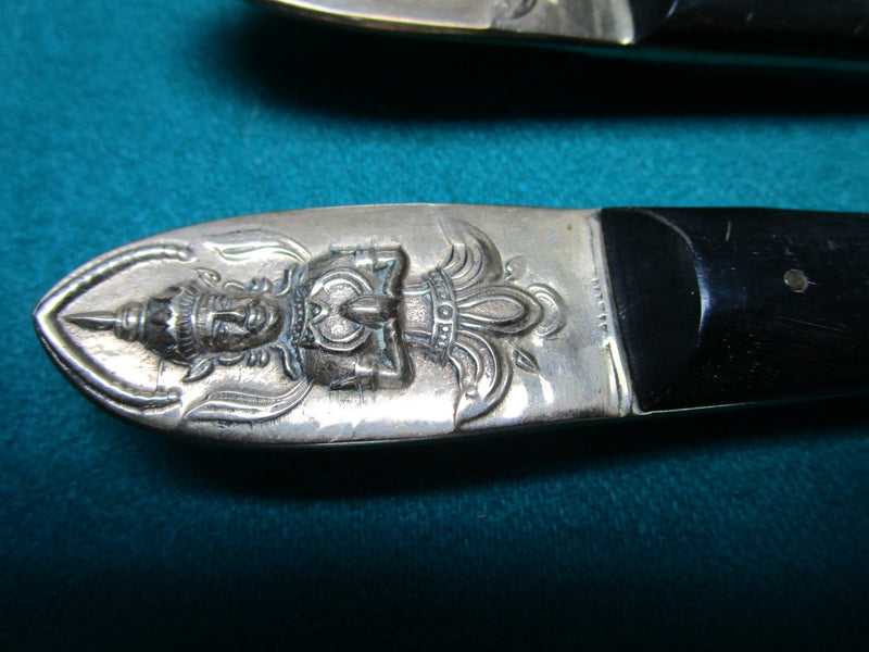 Knives Golden Metal Black Handle 4 With Far East Carving ^^^