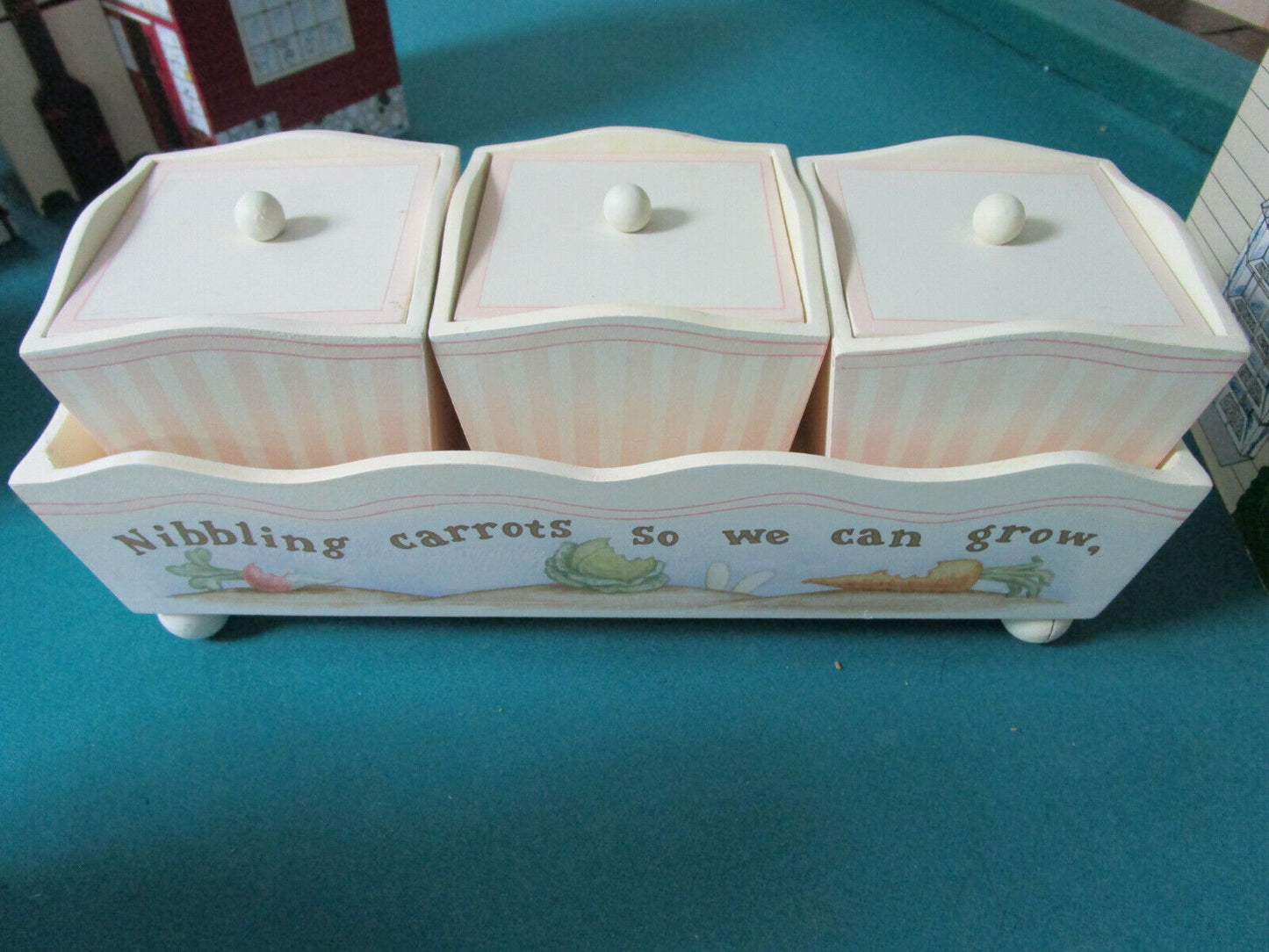 WOODEN CANISTERS HOUSES BAKERY SWEET TEA FLOUR SUGAR COFFEE PICK 1