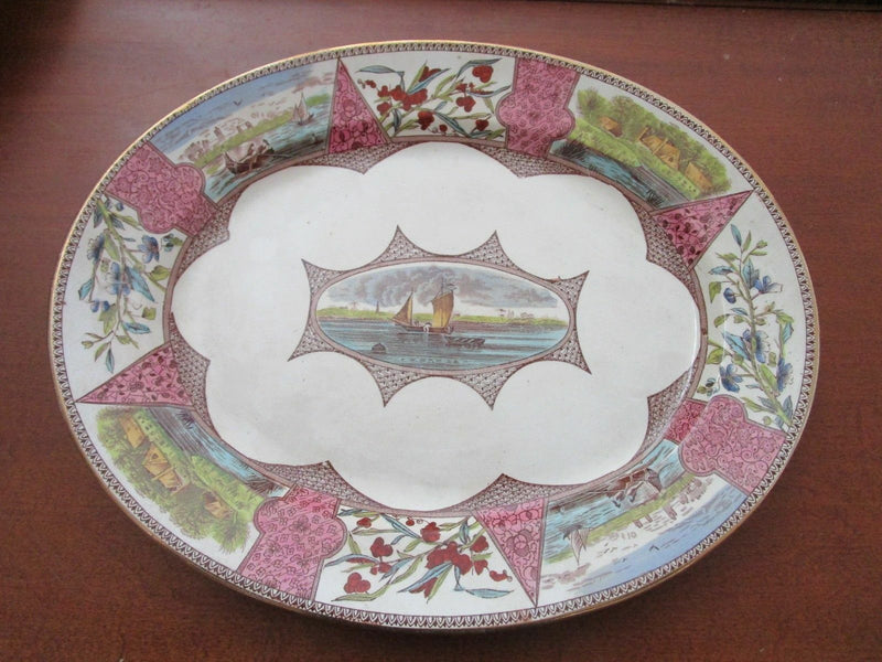 FORD & RILLEY BURSLEM ENGLAND ANTIQUE RED BORNEO TRAYS BEE MARK ORIGINALPICK 1