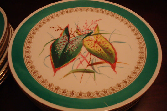 3 dinner plates 9 1/2" diam CALA LILY LEAVES