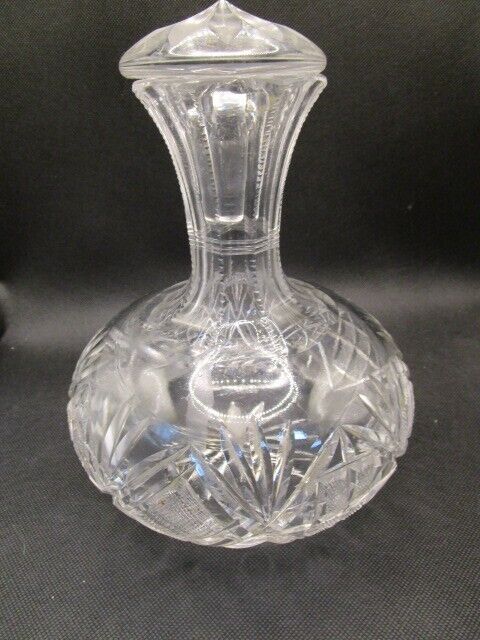 AMERICAN BRILLIANT HAWKES CRYSTAL CUT VASE - DECANTER - BOTTLE ROUND BASE