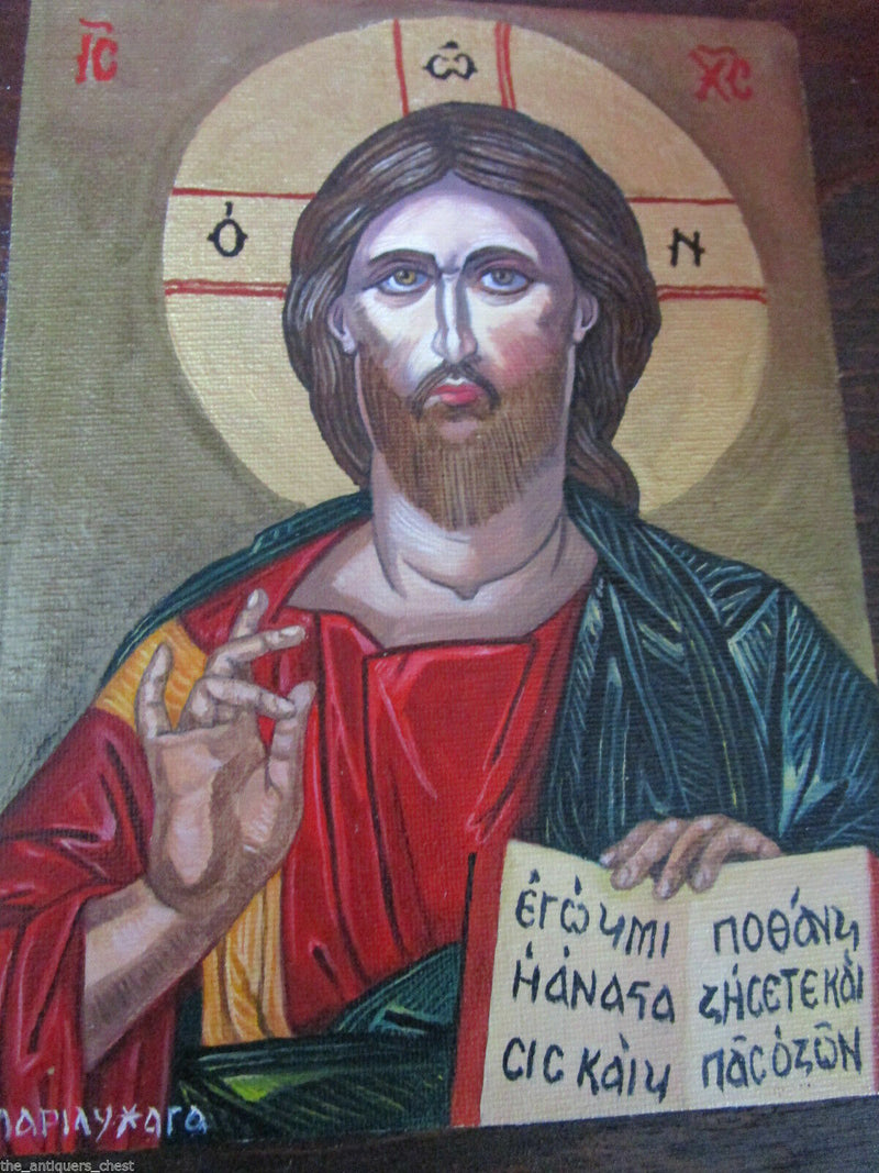 ORIGINAL ICON OIL PAINTING ON BOARD JESUS MADONNA SIGNED CERTIFICATES ^^