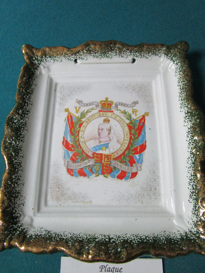 Antique Queen Victoria 1987 Jubilee Portrait Green Border And Gold Rare