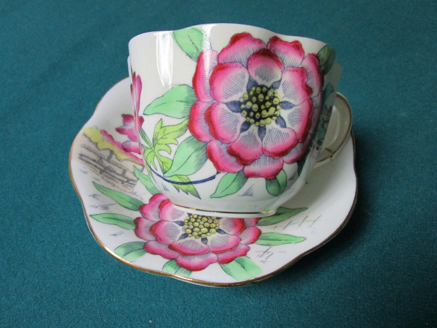 1940s  Vintage teacup  saucer Bone China Taylor Kent Longton England  ORIG [81A]