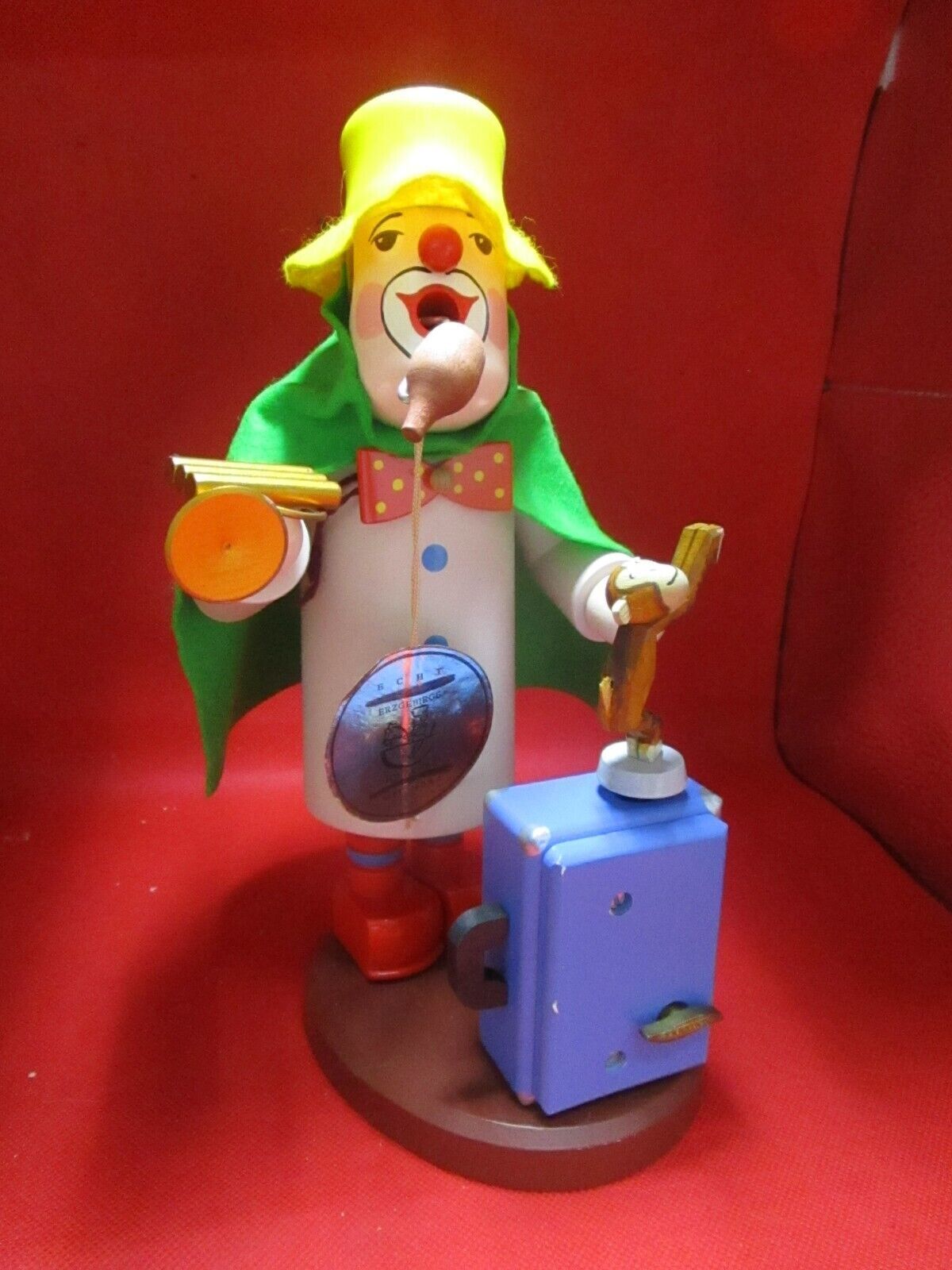 Zeidler Kalle Guck German Grinder Monkey German Smoker figurine music box 11"