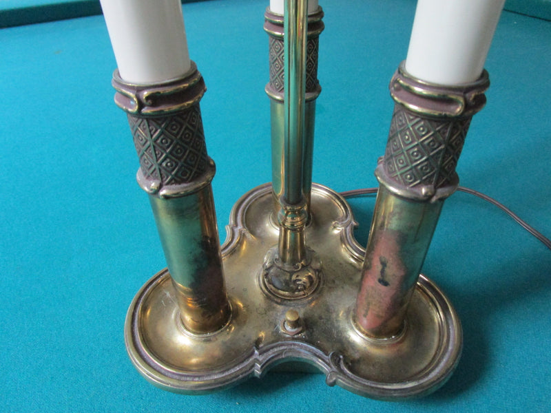 Mid Century Brass Table Lamp Electrical 31" Tall Three Lights Original
