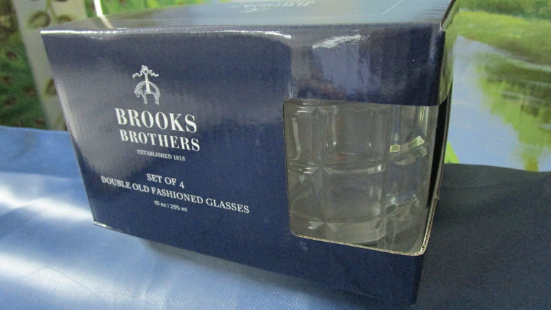 BROOKS BROTHERS OLD FASHIONED 4 WHISKEY TUMBLERS NEW IN BOX