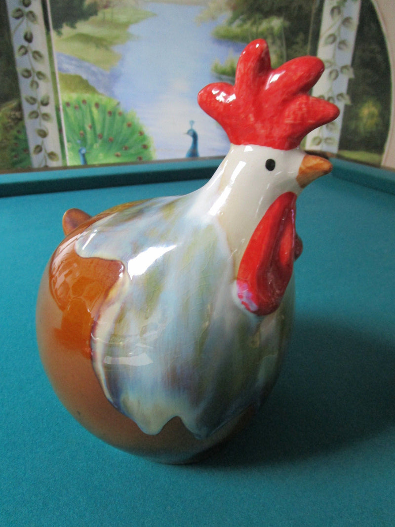 CERAMIC ROOSTER BROWN 10 X 9 FIGURINE