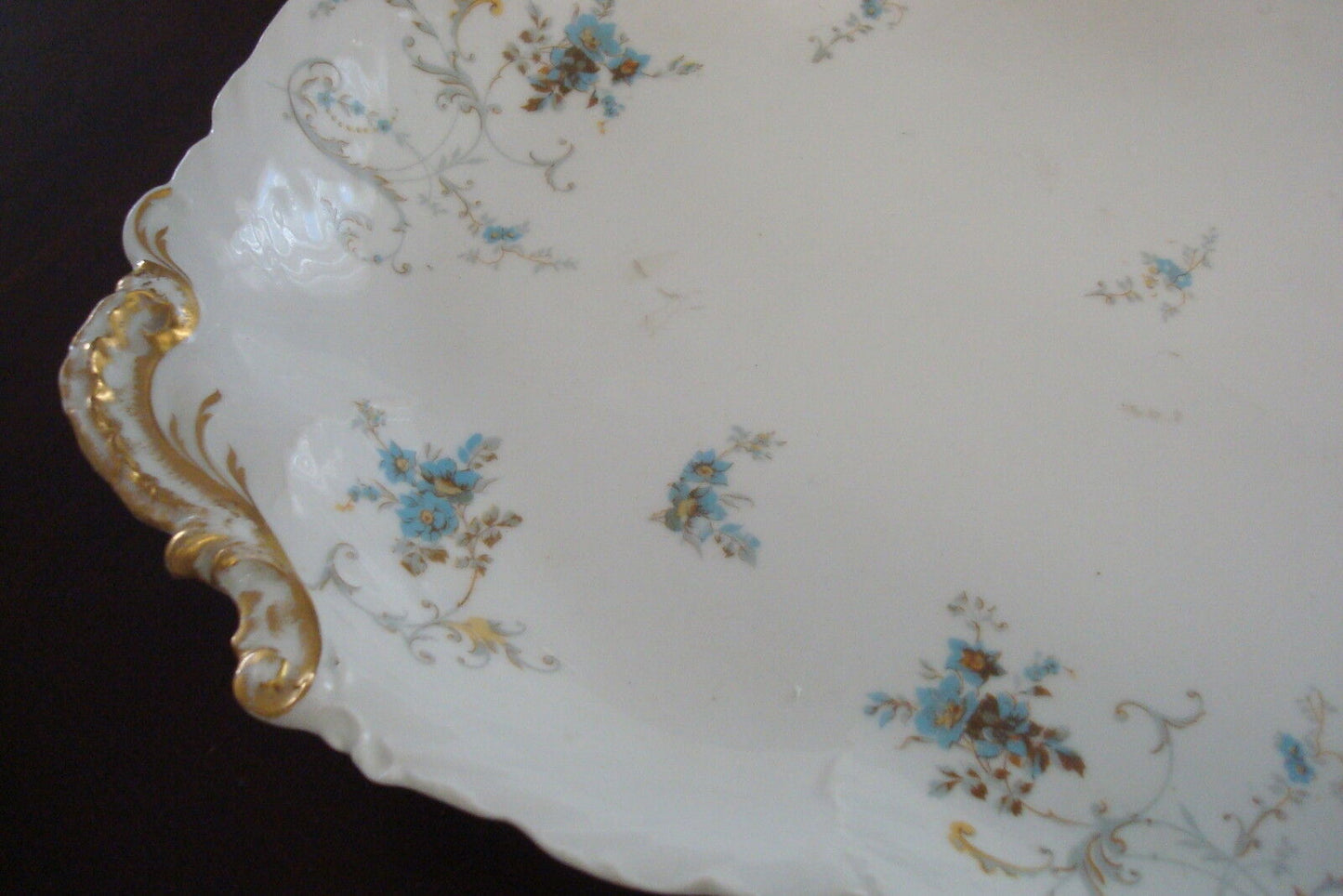 Antique Art Nouveau Limoges monumental 30"Gold Leaf Platter 1891-1910 W. Guerin