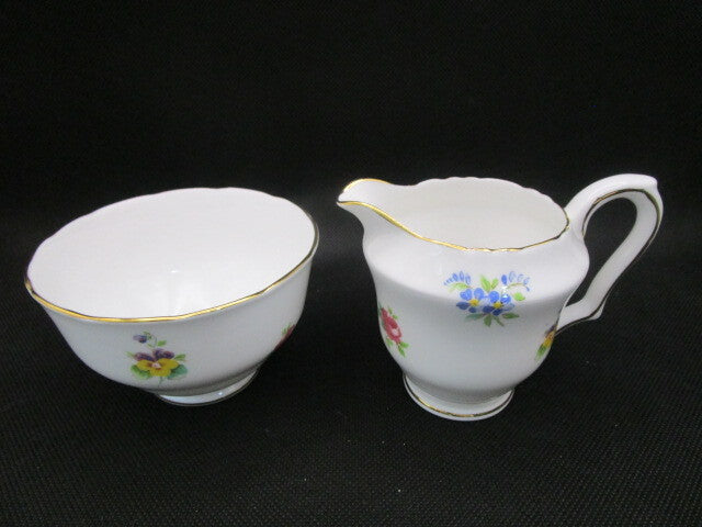 CROWN STAFFORDSHIRE ENGLAND FLAT DEMITASSE COFFEE FLORAL BOUQUET SET PICK 1