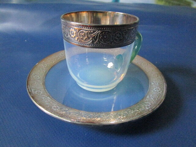 Rosenthal Germany - Fry Opalescent Green Handle Coffee Cup Saucers Pick 1