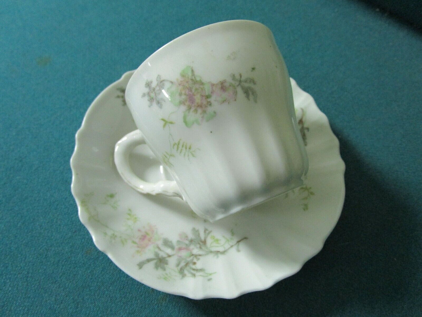 Theo Haviland Limoges Floral Coffee Cup Saucer [60L]