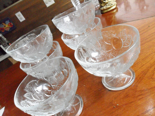 Vintage Paşabahçe Turkey 6 Glass Pedestal  Compote bowls RARE