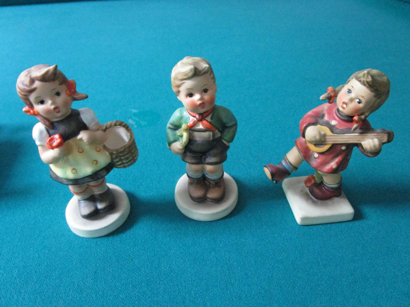 HUMMEL 5 FIGURINES LOT: BROTHER-SWEET MUSIC-TRUMPET BOY-SIGN OF SPRING-HAPPINESS