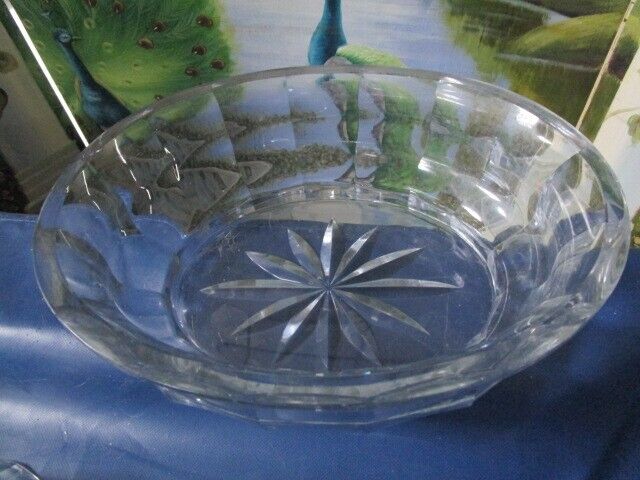 CRYSTAL OVAL CENTERPIECE /ROUND FRUIT  BOWL OPTIC PANELED STAR BASE PICK1