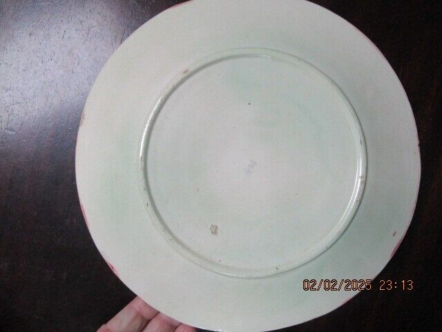 19TH CENTURY GREEN LEAVES BEGONIA ENGLISH MAJOLICA PLATE 8.25" ^^