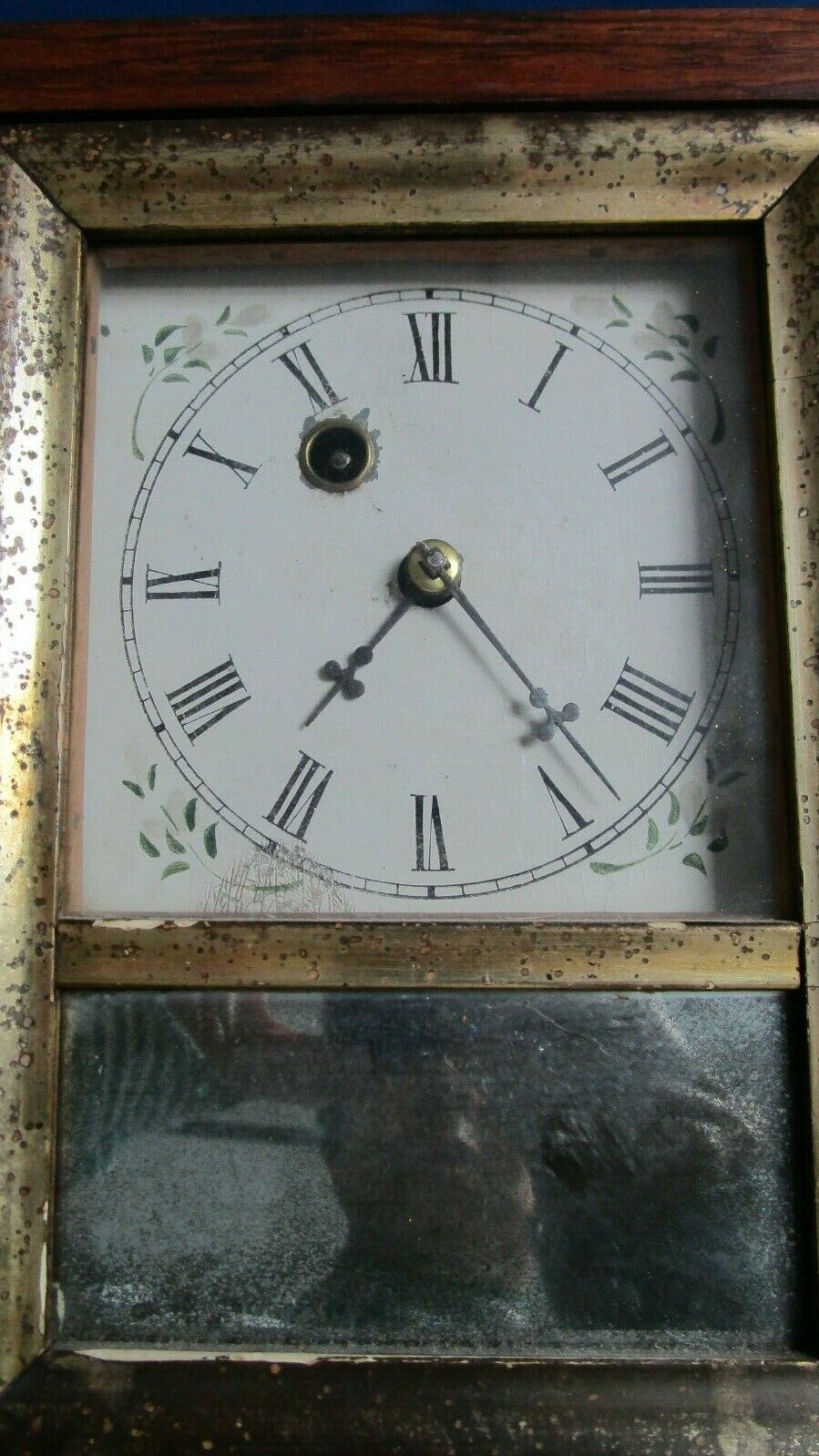 ANTIQUE 1850s WATERBURY KEY CLOCK BRASS REGULATORS GLASS DOOR WORKING 8 DAYS