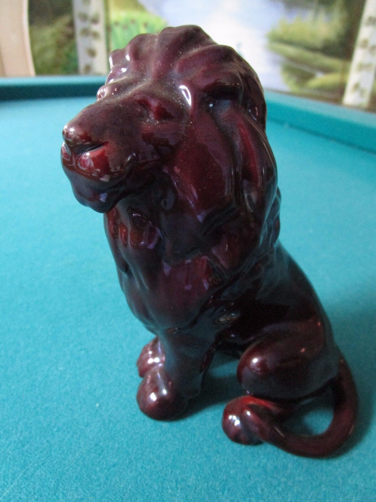 Zsolnay Eosin Large LION Figurine,  Deep Red [*ZS]