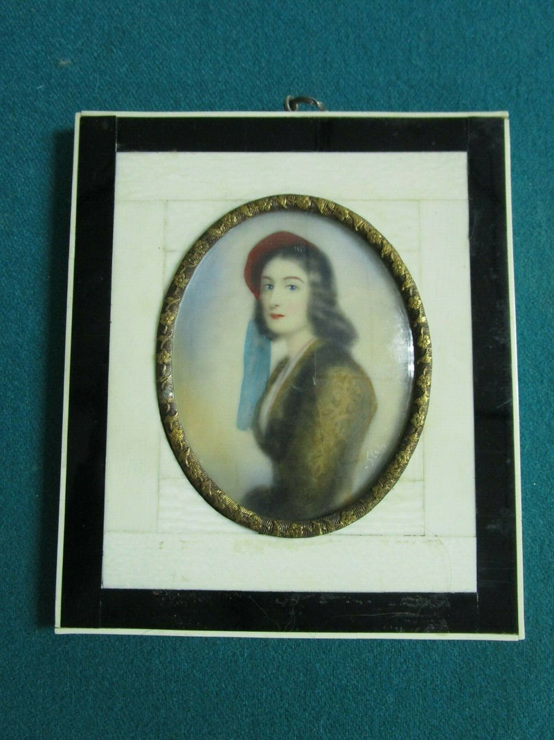 Antique Hand Painted Miniature Portrait French  Framed original PICK 1
